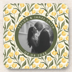 Posavasos Boda elegante de tulipanes florales en el bosque