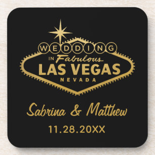 Posavasos Boda en el favor de la boda de Rótulo en Las Vegas