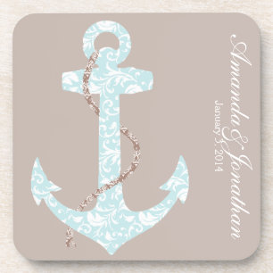 Posavasos Boda en la playa de la Marina y el Coral Anchor