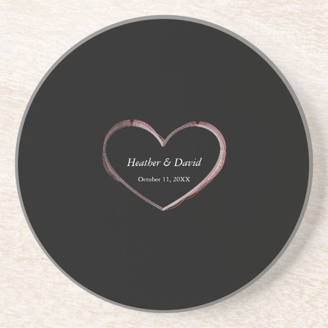 Posavasos Boda encantador y atractivo del corazón del amor (Frente)