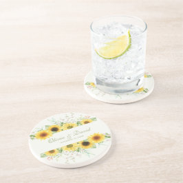 Posavasos Boda Encantadora con Girasoles Rústicos