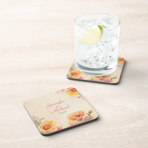 Posavasos Boda Floral Boho Watercolor