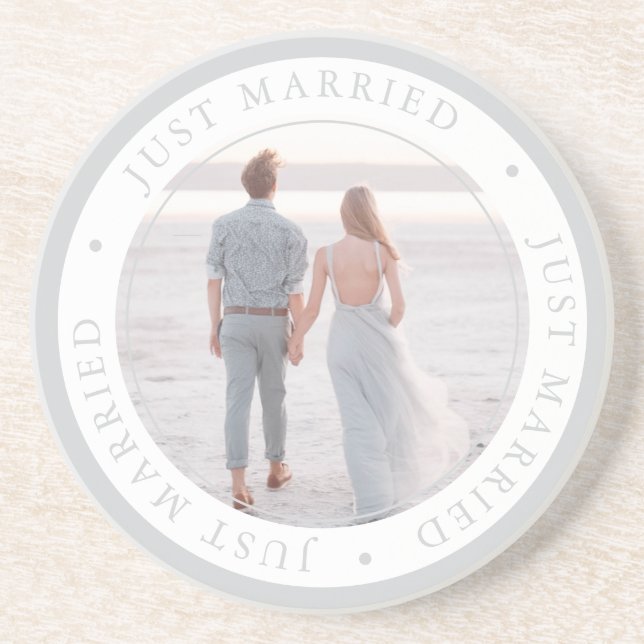 Posavasos boda fotográfico personalizado simple (Frente)