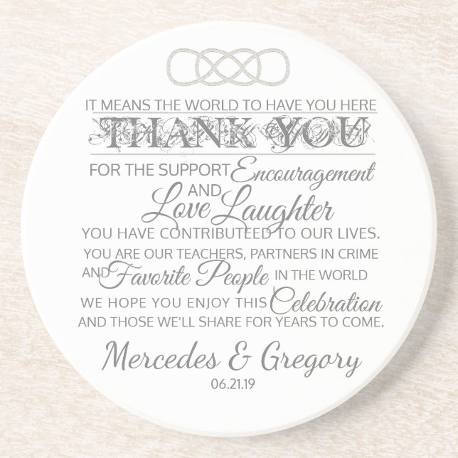 Posavasos Boda Gracias Coasters (Frente)