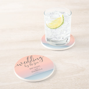 Posavasos Boda junto al mar bajo la puesta de sol del cielo