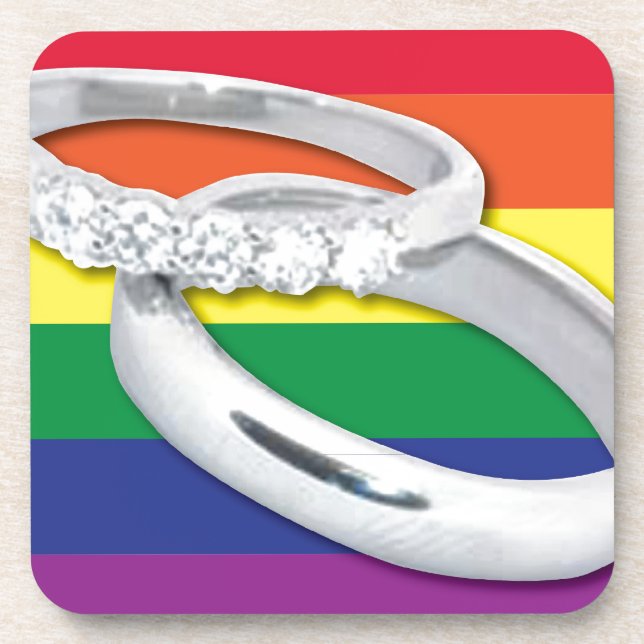 Posavasos Boda lesbiana gay (Frente)