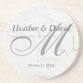Posavasos Boda Monograma del guión de caligrafía de pared de
