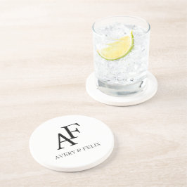 Posavasos Boda Monograma Invitado elegante negro y blanco