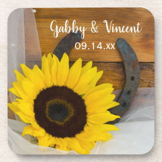 Posavasos Boda occidental del girasol y la herradura