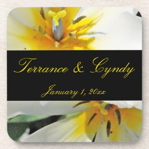 Posavasos Boda personal de Lilies Blancos Adentro