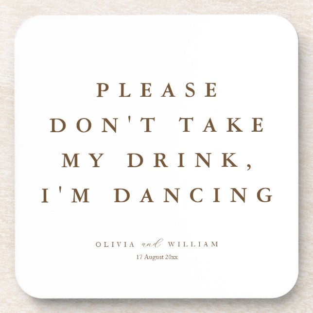 Posavasos Boda Personalizada con Letra Moderna Rústica  (Frente)