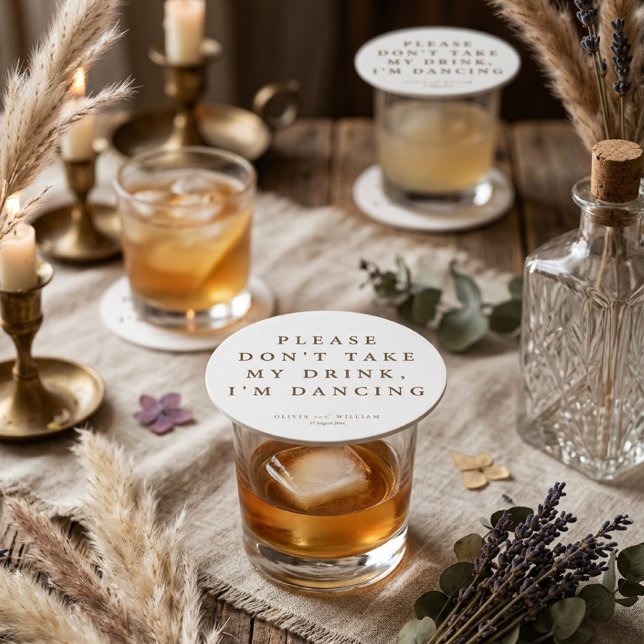 Posavasos Boda Personalizada con Letra Moderna Rústica  (Subido por el creador)