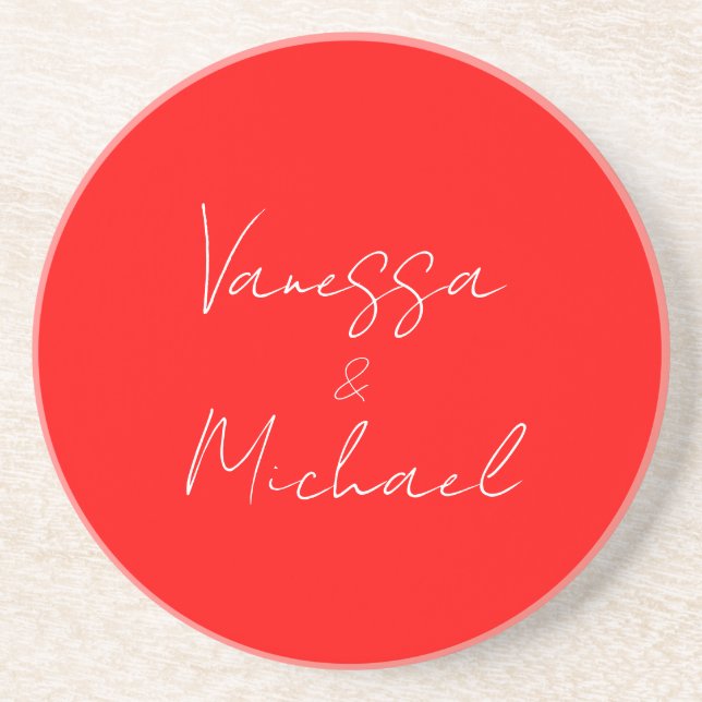 Posavasos Boda personalizada con nombre de escritura a mano  (Frente)