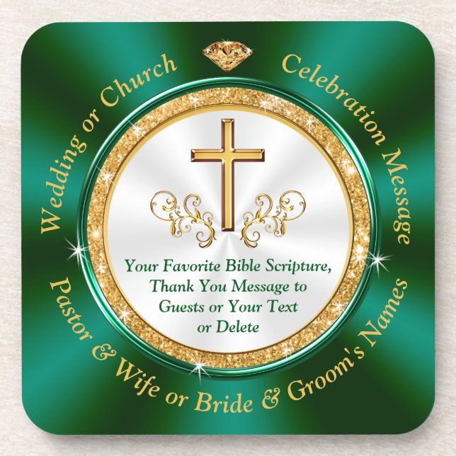 Posavasos Boda personalizado de gallos favoritos, iglesia o (Frente)