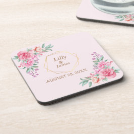 Posavasos Boda rosa floral