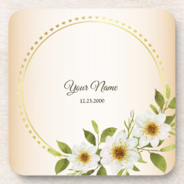 Posavasos Boda Rústica Dorada Geométrica Blanca Floral Meloc