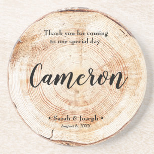 Posavasos Boda Rústico Personalizado Nombre escayola de cort