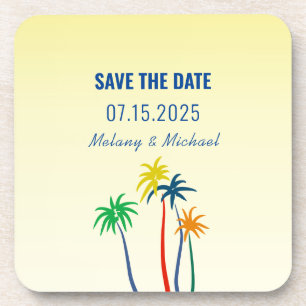 Posavasos Boda Tropical Guardar La Invitación De Fecha
