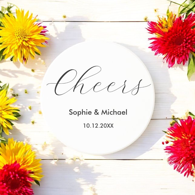 Posavasos Boda vitorea blanco negro simple (Subido por el creador)