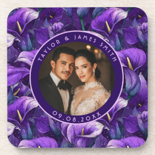 Posavasos Bodas Boho de jardín con Lirios de Calla Morados A