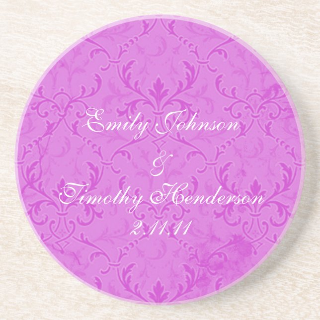 Posavasos Bodas de encaje rosado (Frente)