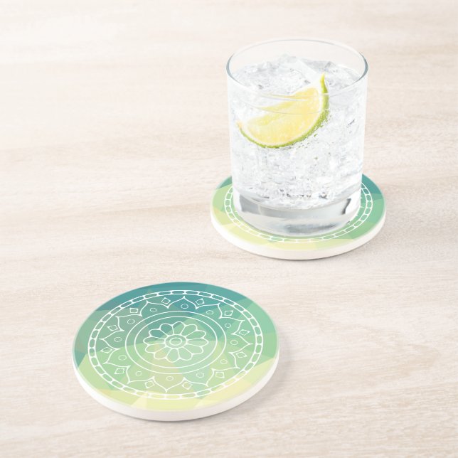 Posavasos Boho de flores de mandala étnica inspirador (Lado)