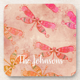 Posavasos Boho Dragonflies en rosa