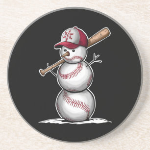 Posavasos Bolas De Hombre De Nieve De Béisbol Nieve Navidad 