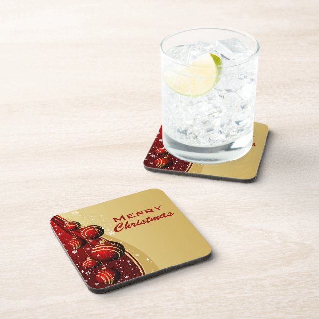 Posavasos Bolas de oro y Navidades rojos (Lado Derecho)