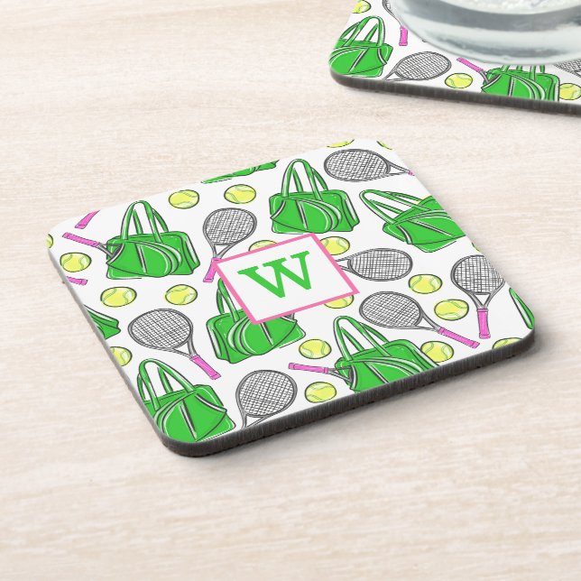 Posavasos Bolas de raqueta de tenis verde verde precoz inici (Lado Izquierdo)