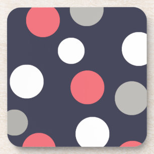 Posavasos Bolas Patrón de Círculos Gris Blanco Coral Rosa