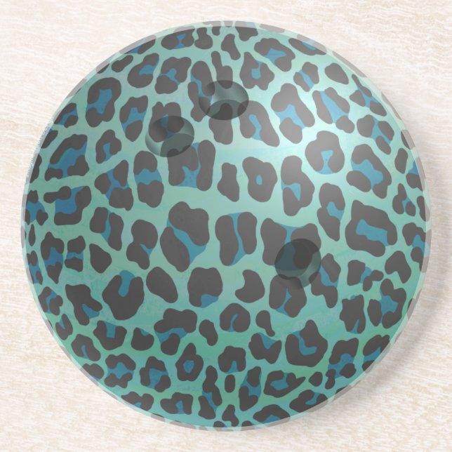 Posavasos Boliche Bola Leopardo Turquesa (Frente)