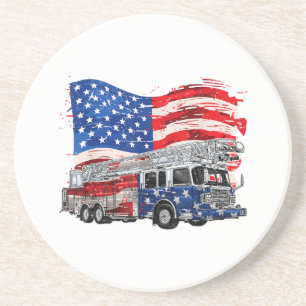 Posavasos Bombero de Camión de Fuego Retro Fireman Bandera d