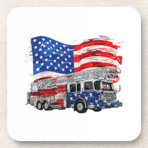 Posavasos Bombero de Camión de Fuego Retro Fireman Bandera d