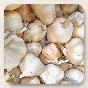 Posavasos Bombillas de ajo Arte de esquema negro artístico