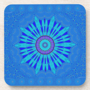 Posavasos Bonita impresión de arte de Mandala azul real