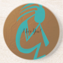 Posavasos Bonita pintura Verde azulada de Kokopelli