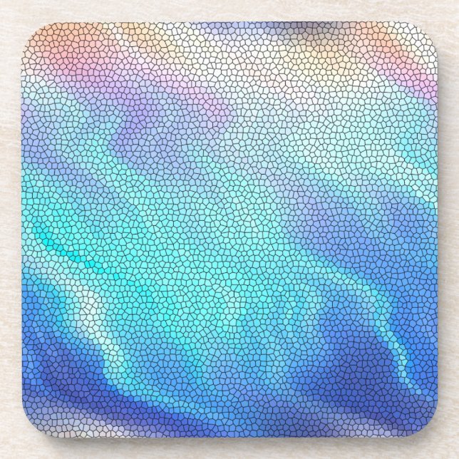 Posavasos Bonito Aqua Blue Purple Pastel Mosaic (Frente)