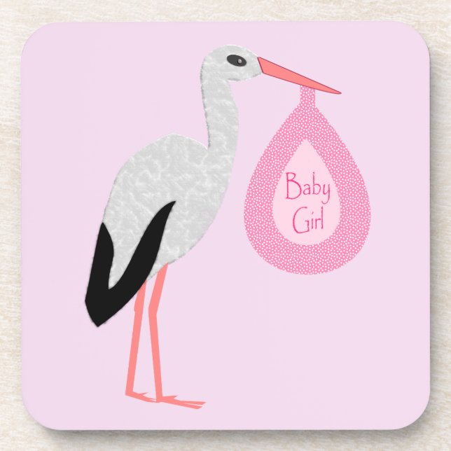 Posavasos Bonito Bebé Rosa Stork (Frente)