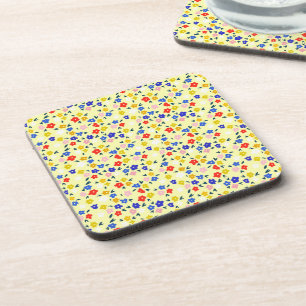 Posavasos Bonito delicado y lindo floral sobre amarillo past
