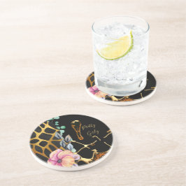 Posavasos Bonito Girly Purpurina Gold Animal Print Named Gla