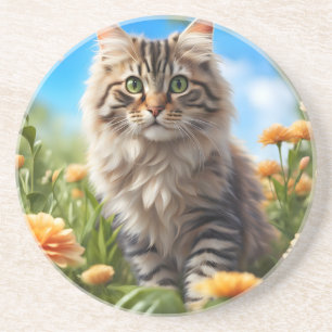 Posavasos Bonito jardín de gatos