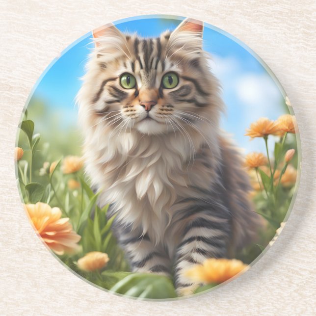 Posavasos Bonito jardín de gatos (Frente)