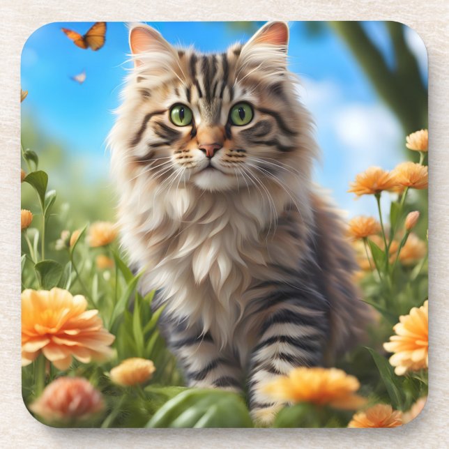 Posavasos Bonito jardín de gatos (Frente)