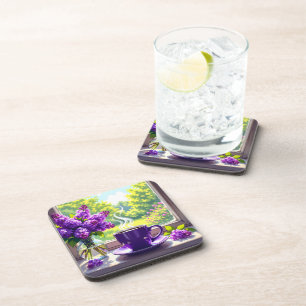 Posavasos Bonito Lilacs púrpura y café