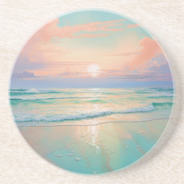 Posavasos Bonito paisaje de puesta de sol en la playa