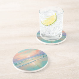 Posavasos Bonito paisaje de puesta de sol en la playa