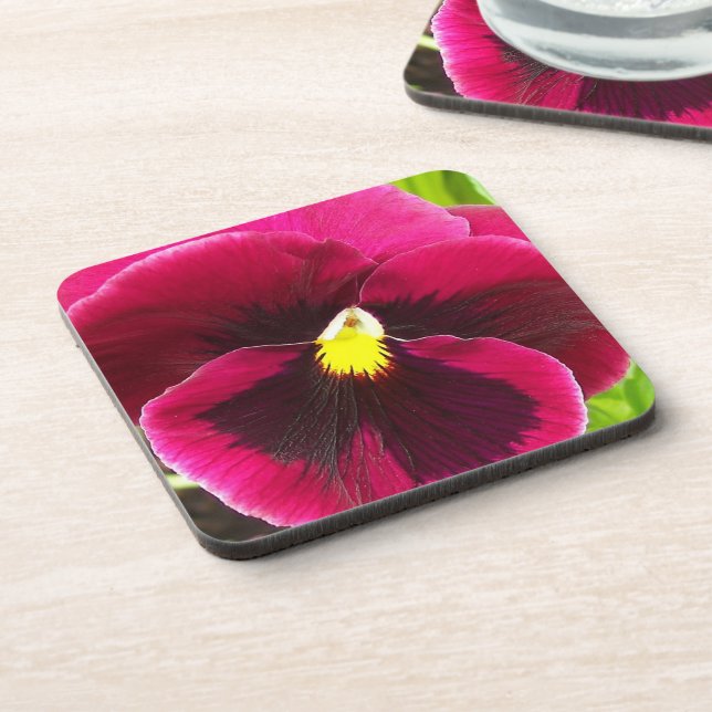 Posavasos Bonito Púrpura Pansy Floral (Lado Izquierdo)