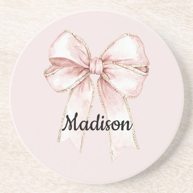 Posavasos Bonito Rosa Bow personalizado (Frente)