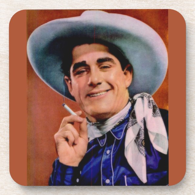 Posavasos bonito vaquero con cigarrillo (Frente)